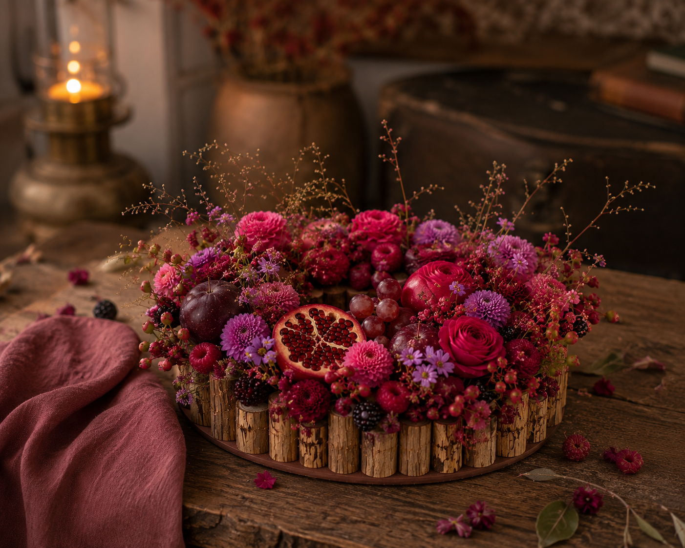 Atelier Couronne d'automne Fleurs et Fruits à faire sécher